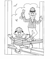 A coloring page of sesame street